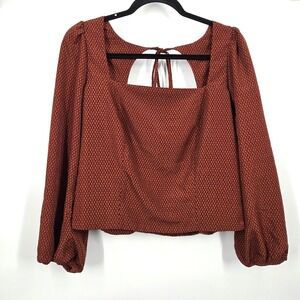 NEW Levis Women XXLarge Finn Geometric Blouse Long Sleeve Crop Top  Peasant Boho